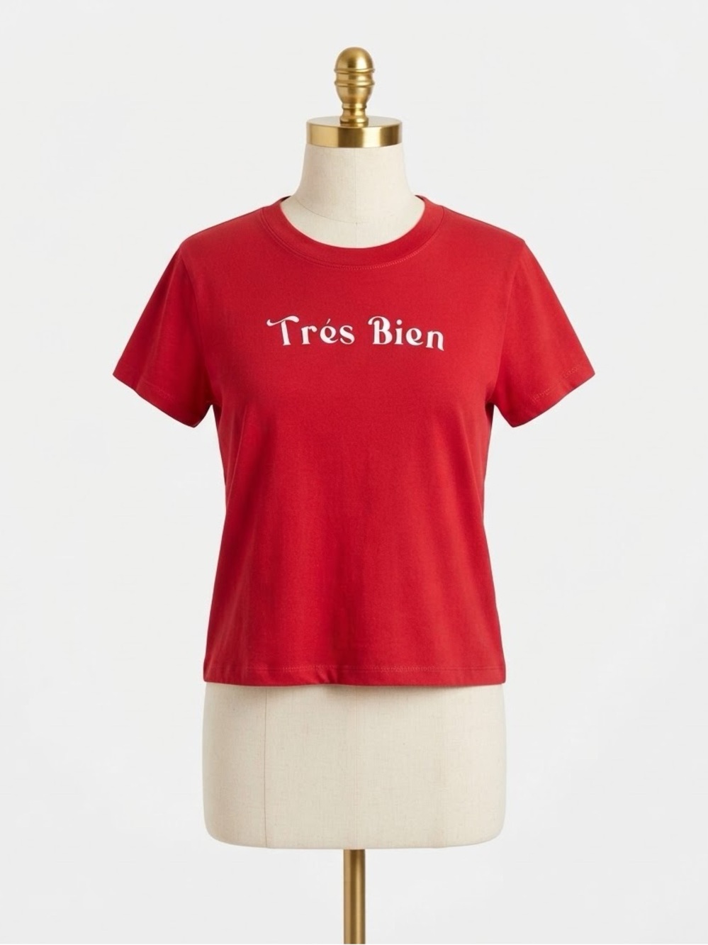 Wildfox Tres Bien Red Graphic Tee Shirt French Lettering Slogan Minimalist Med